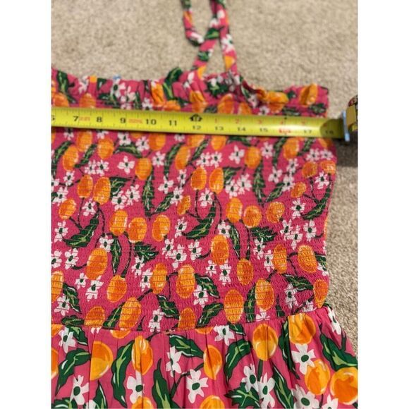 Draper James Taylor Smocked Dress in Pink With Oranges And Flowers Size XL W/ Po - Picture 8 of 12